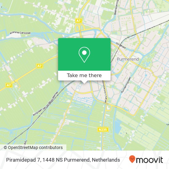 Piramidepad 7, 1448 NS Purmerend kaart