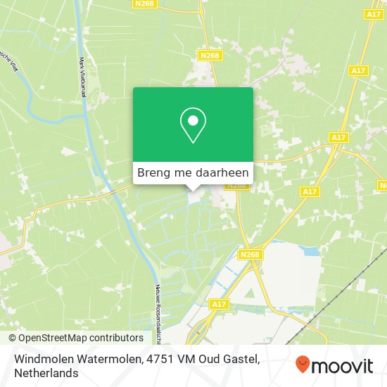 Windmolen Watermolen, 4751 VM Oud Gastel kaart