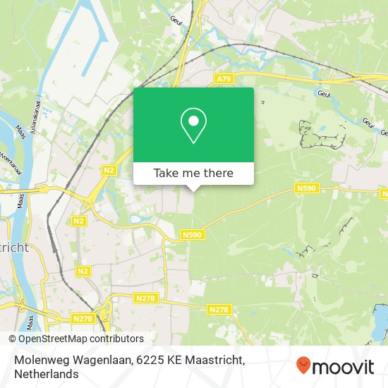 Molenweg Wagenlaan, 6225 KE Maastricht kaart