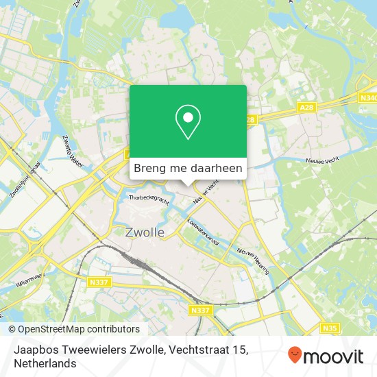 Jaapbos Tweewielers Zwolle, Vechtstraat 15 kaart