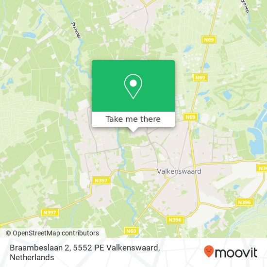 Braambeslaan 2, 5552 PE Valkenswaard kaart