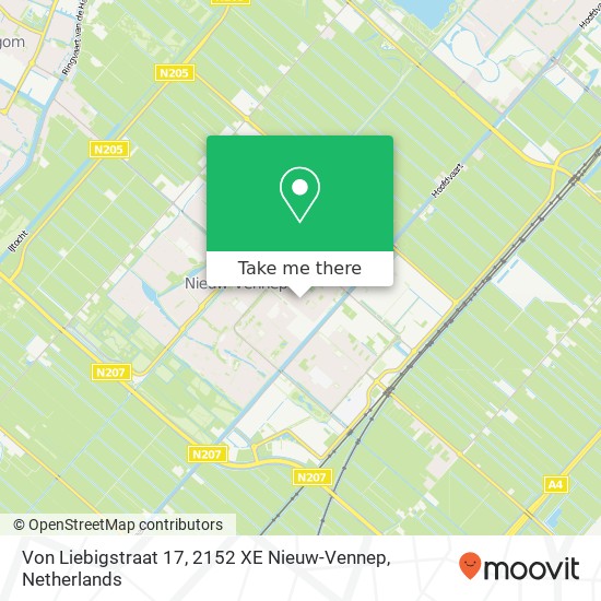 Von Liebigstraat 17, 2152 XE Nieuw-Vennep kaart