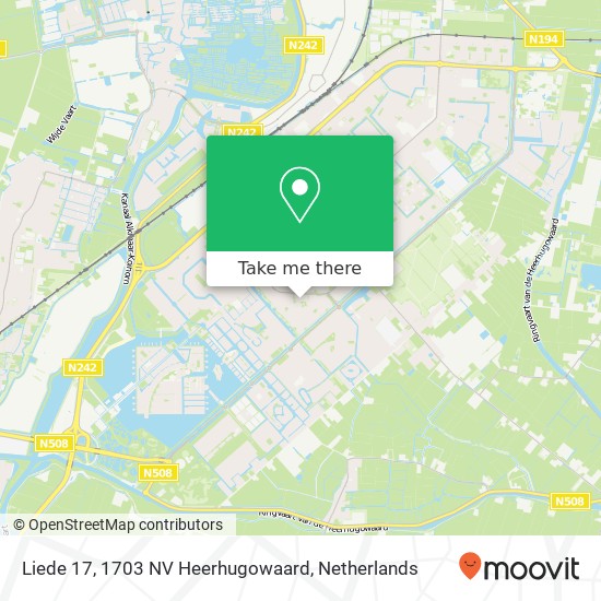 Liede 17, 1703 NV Heerhugowaard kaart