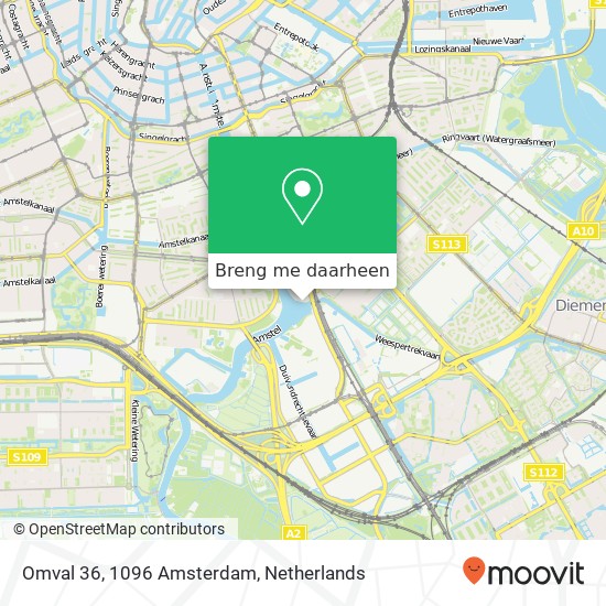 Omval 36, 1096 Amsterdam kaart