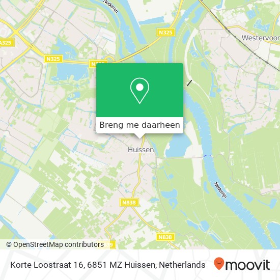 Korte Loostraat 16, 6851 MZ Huissen kaart