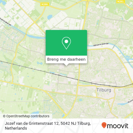 Jozef van de Grintenstraat 12, 5042 NJ Tilburg kaart