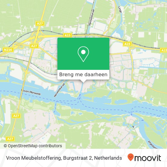 Vroon Meubelstoffering, Burgstraat 2 kaart