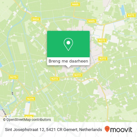 Sint Josephstraat 12, 5421 CR Gemert kaart