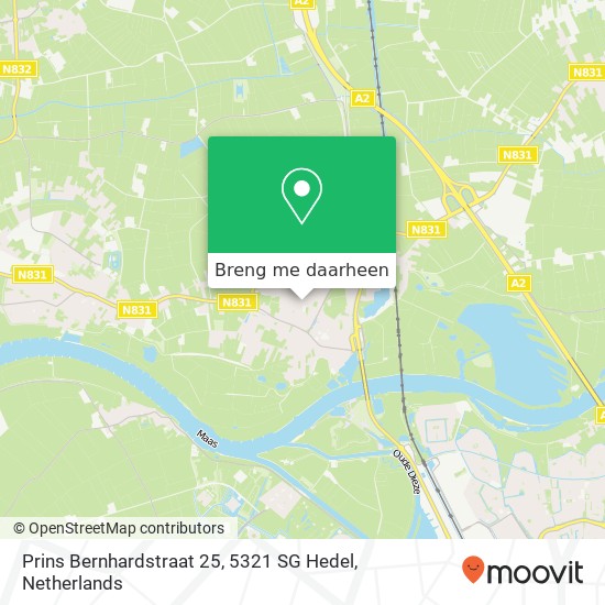 Prins Bernhardstraat 25, 5321 SG Hedel kaart