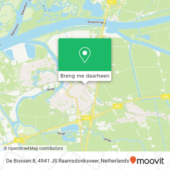 De Bossen 8, 4941 JS Raamsdonksveer kaart