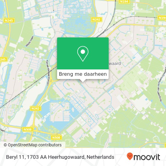 Beryl 11, 1703 AA Heerhugowaard kaart