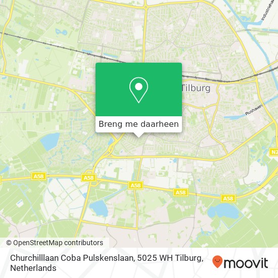 Churchilllaan Coba Pulskenslaan, 5025 WH Tilburg kaart