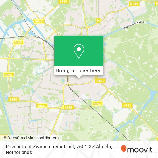 Rozenstraat Zwanebloemstraat, 7601 XZ Almelo kaart