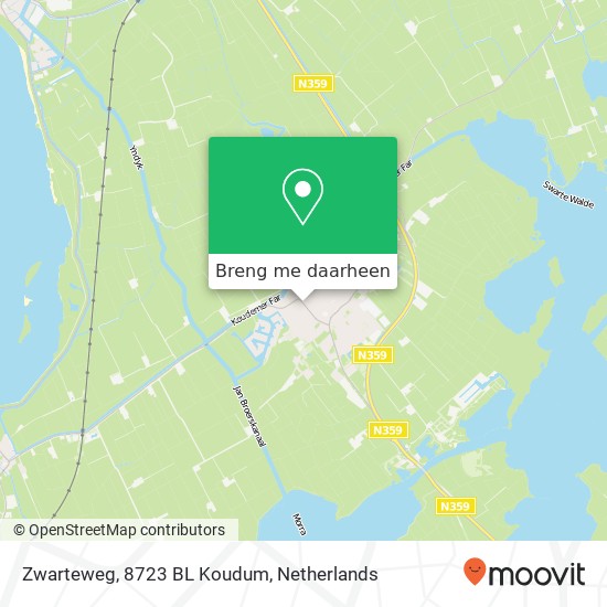 Zwarteweg, 8723 BL Koudum kaart