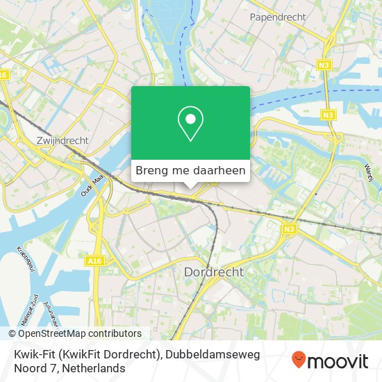 Kwik-Fit (KwikFit Dordrecht), Dubbeldamseweg Noord 7 kaart