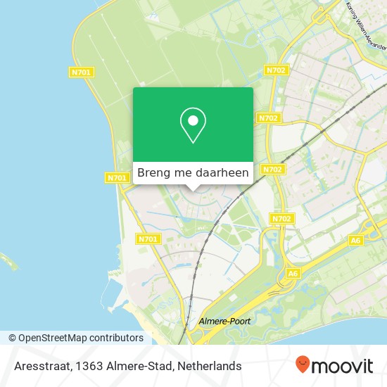 Aresstraat, 1363 Almere-Stad kaart