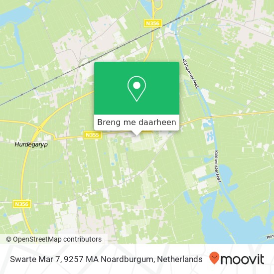 Swarte Mar 7, 9257 MA Noardburgum kaart