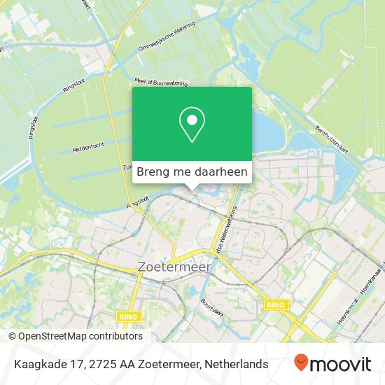 Kaagkade 17, 2725 AA Zoetermeer kaart