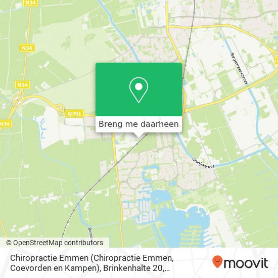 Chiropractie Emmen (Chiropractie Emmen, Coevorden en Kampen), Brinkenhalte 20 kaart