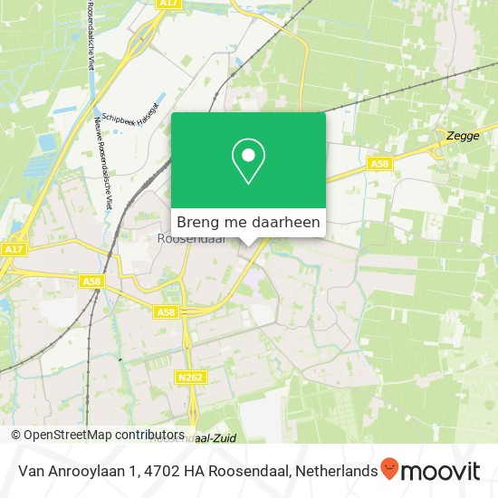 Van Anrooylaan 1, 4702 HA Roosendaal kaart