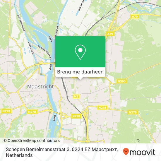 Schepen Bemelmansstraat 3, 6224 EZ Маастрихт kaart