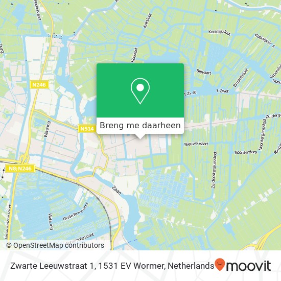 Zwarte Leeuwstraat 1, 1531 EV Wormer kaart