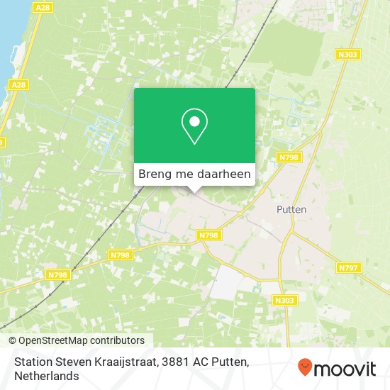 Station Steven Kraaijstraat, 3881 AC Putten kaart