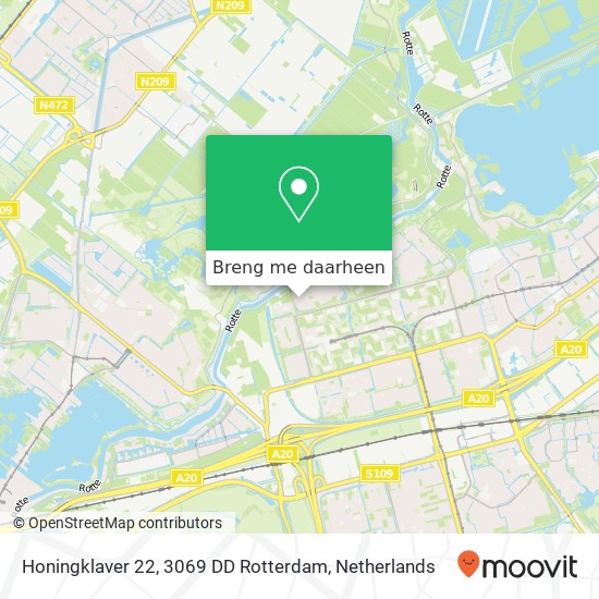 Honingklaver 22, 3069 DD Rotterdam kaart