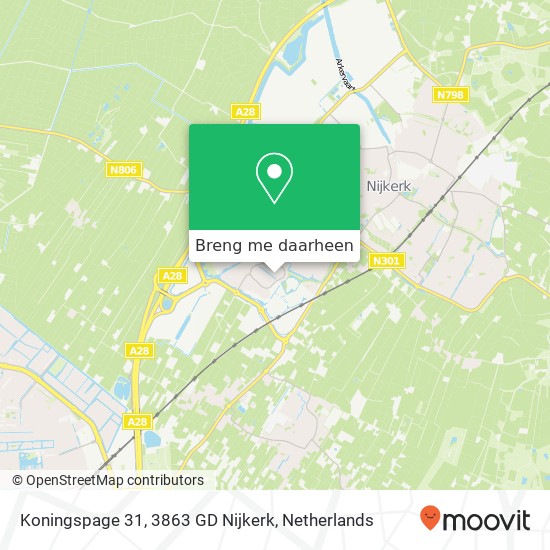 Koningspage 31, 3863 GD Nijkerk kaart