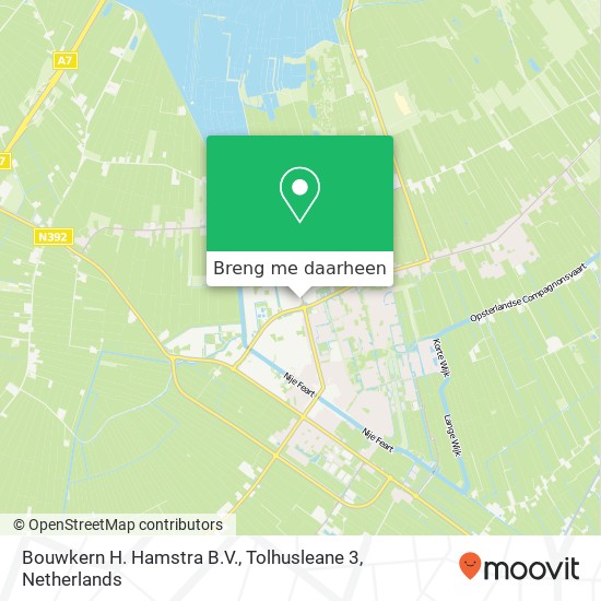 Bouwkern H. Hamstra B.V., Tolhusleane 3 kaart