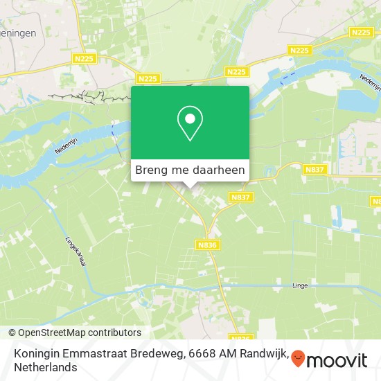 Koningin Emmastraat Bredeweg, 6668 AM Randwijk kaart