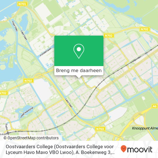 Oostvaarders College (Oostvaarders College voor Lyceum Havo Mavo VBO Lwoo), A. Boekenweg 3 kaart