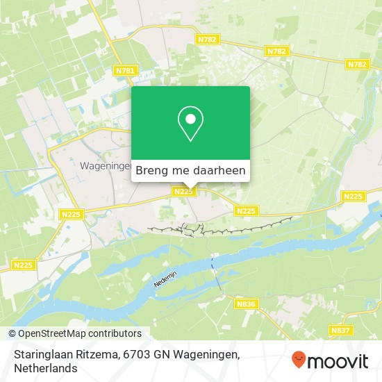 Staringlaan Ritzema, 6703 GN Wageningen kaart