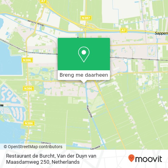 Restaurant de Burcht, Van der Duyn van Maasdamweg 250 kaart