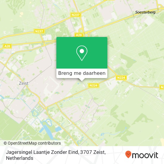 Jagersingel Laantje Zonder Eind, 3707 Zeist kaart