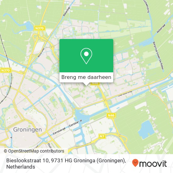 Bieslookstraat 10, 9731 HG Groninga (Groningen) kaart