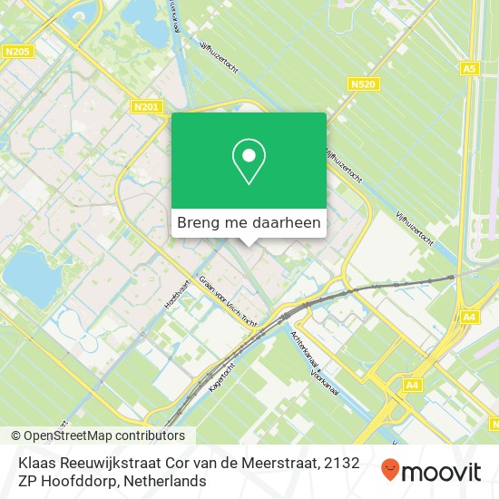 Klaas Reeuwijkstraat Cor van de Meerstraat, 2132 ZP Hoofddorp kaart