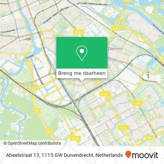 Abeelstraat 13, 1115 GW Duivendrecht kaart