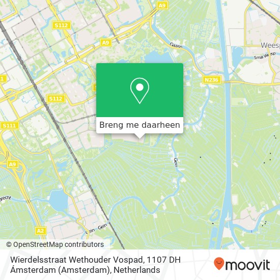 Wierdelsstraat Wethouder Vospad, 1107 DH Ámsterdam (Amsterdam) kaart