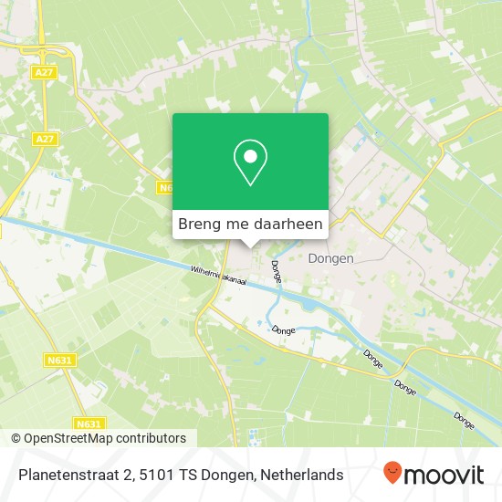 Planetenstraat 2, 5101 TS Dongen kaart