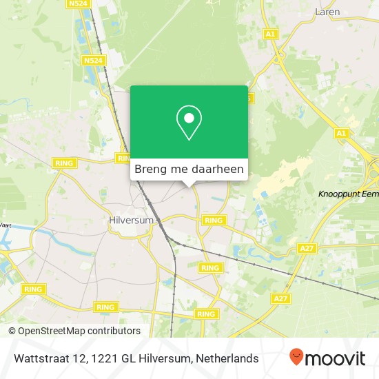 Wattstraat 12, 1221 GL Hilversum kaart