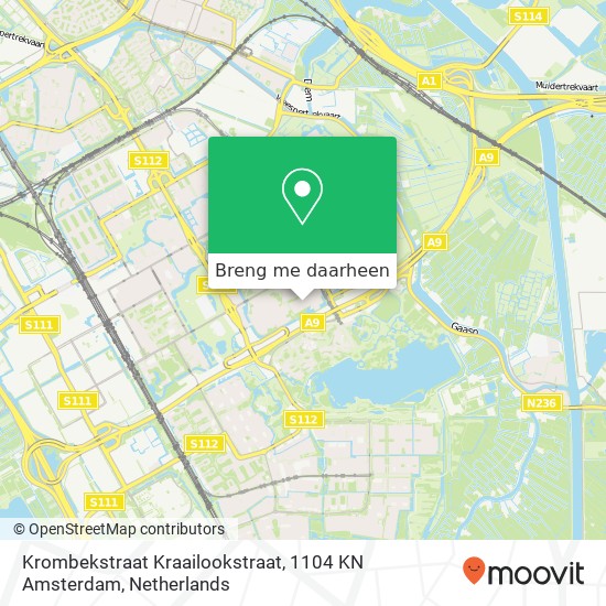 Krombekstraat Kraailookstraat, 1104 KN Amsterdam kaart