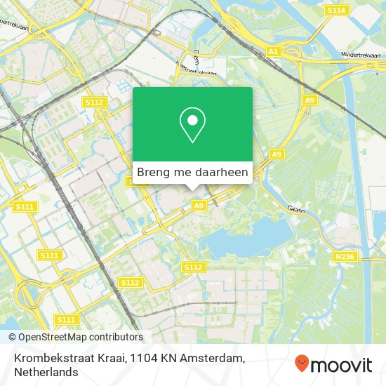 Krombekstraat Kraai, 1104 KN Amsterdam kaart