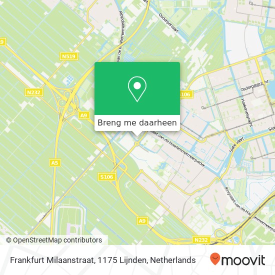 Frankfurt Milaanstraat, 1175 Lijnden kaart