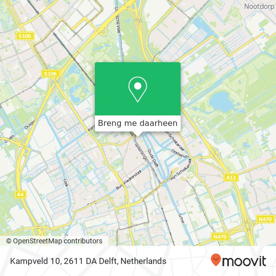 Kampveld 10, 2611 DA Delft kaart