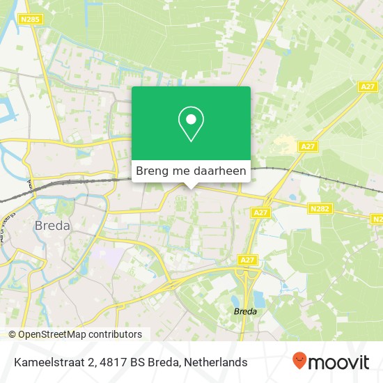 Kameelstraat 2, 4817 BS Breda kaart