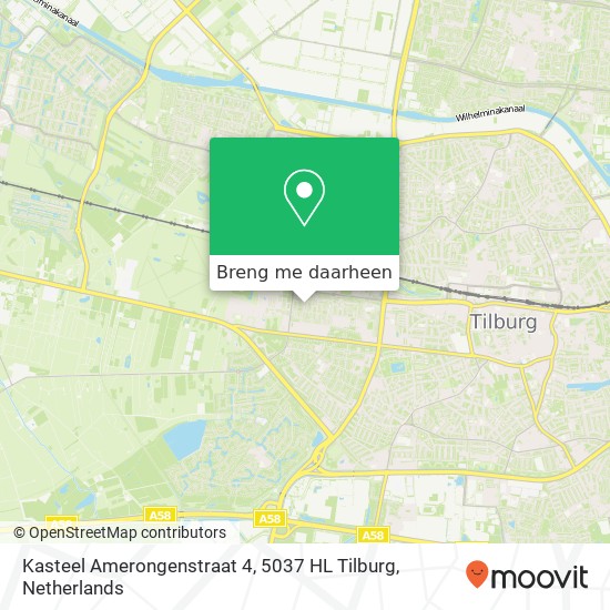 Kasteel Amerongenstraat 4, 5037 HL Tilburg kaart