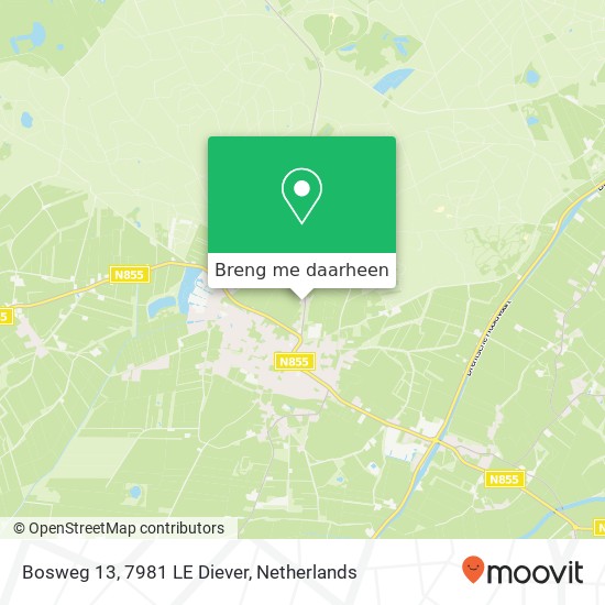 Bosweg 13, 7981 LE Diever kaart