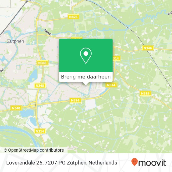 Loverendale 26, 7207 PG Zutphen kaart