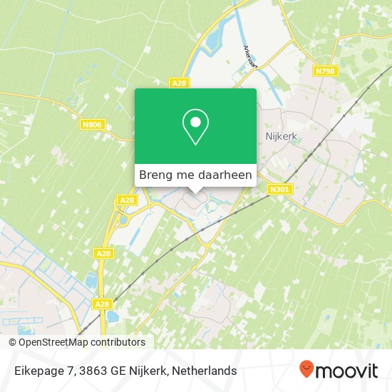 Eikepage 7, 3863 GE Nijkerk kaart